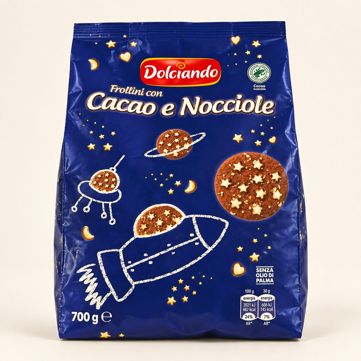 Печиво Dolciando Frollini con Cacao e Nocciole, 700 г