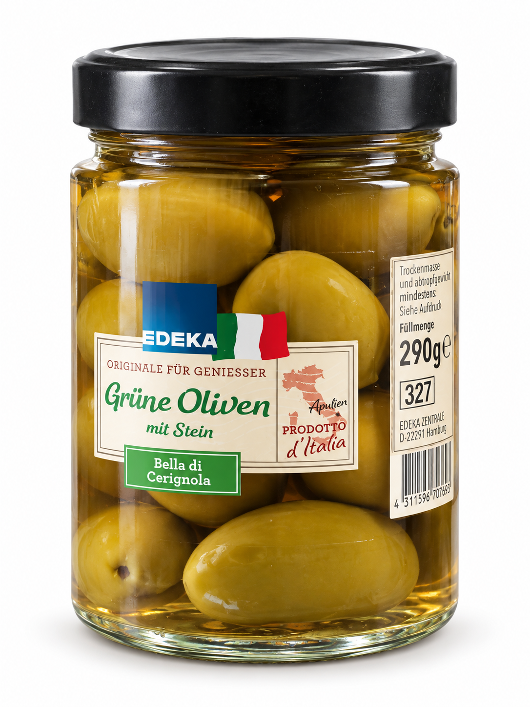Оливки-гіганти Bella di Cerignola з кісточкою EDEKA, 290 г