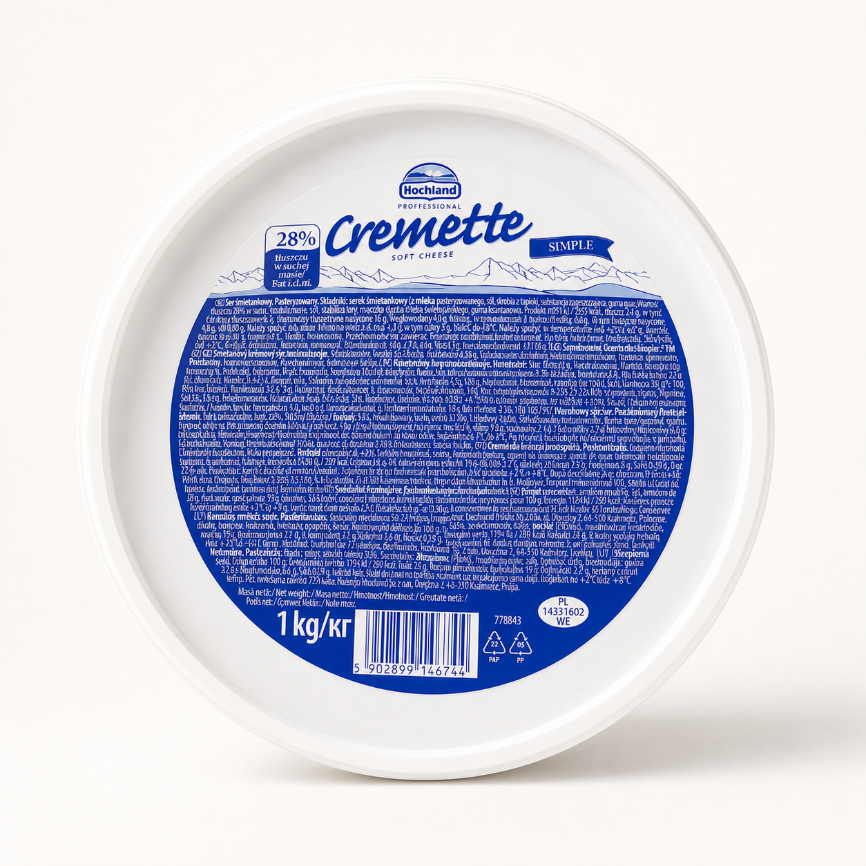 Крем-сир Hochland Cremette Simple, 1 кг
