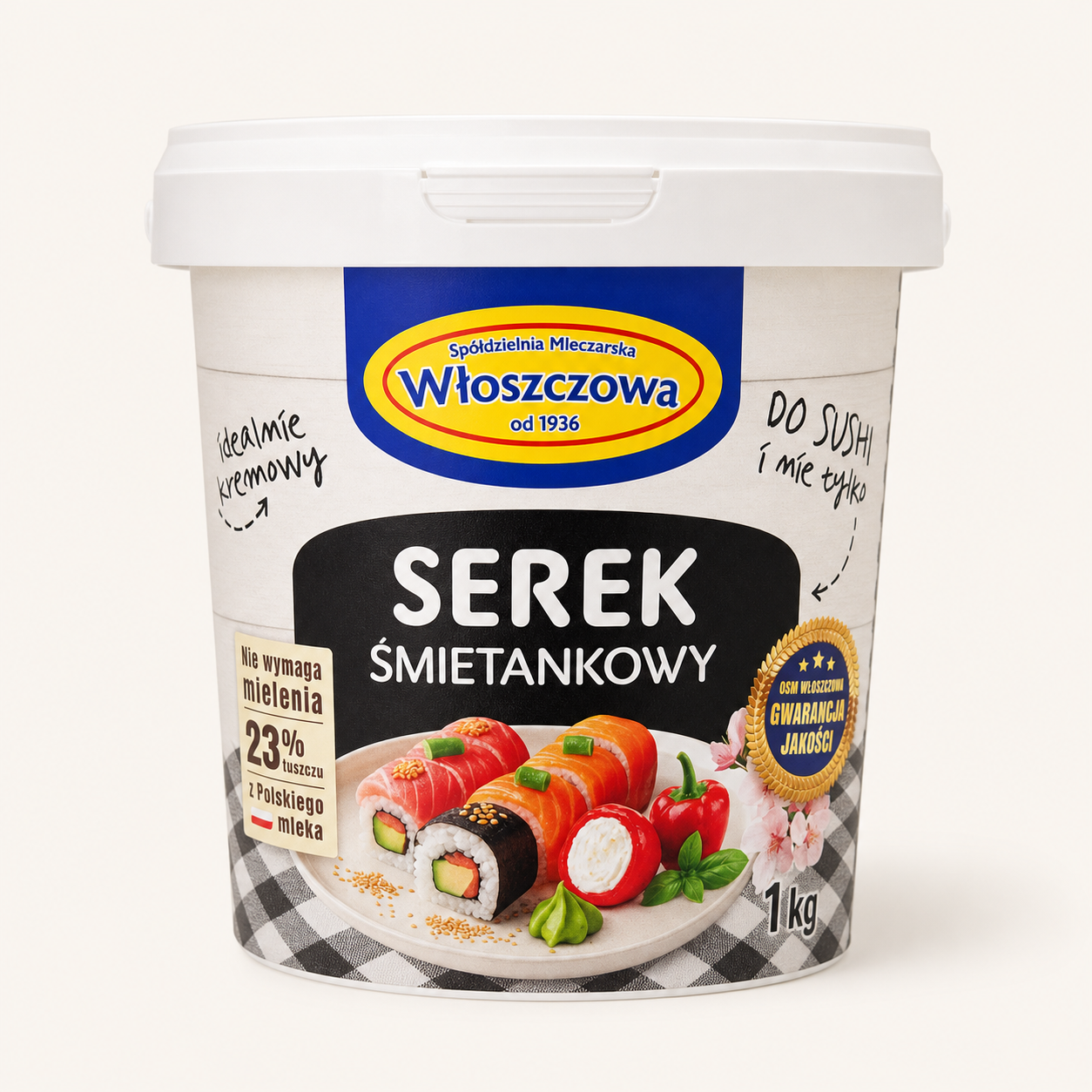 Крем-сир Włoszczowa Serek Śmietankowy для суші, 1 кг