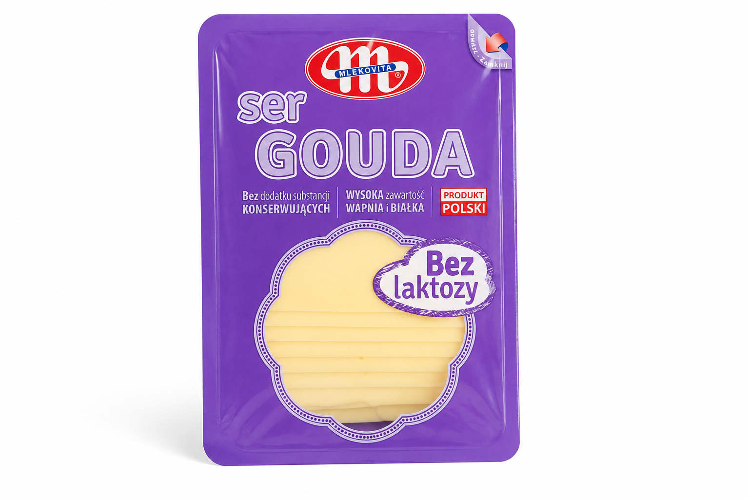 Сир Гауда без лактози Mlekovita, нарізка 150 г