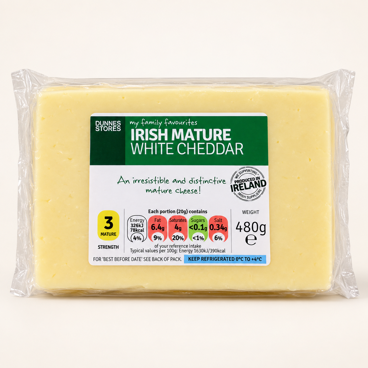 Ірландський витриманий білий чеддер Dunnes Stores, 480 г
