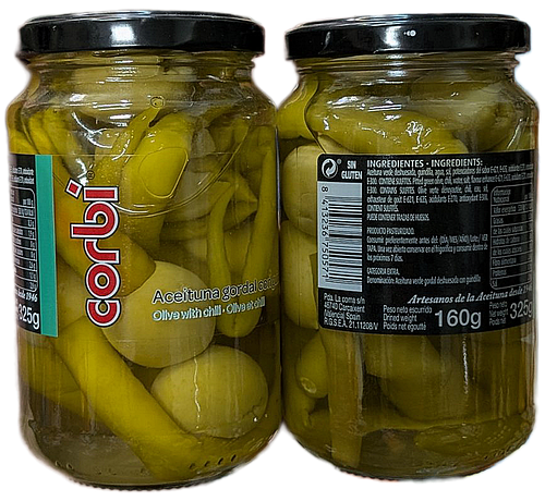 Оливки гігінати з гострим перцем 325g